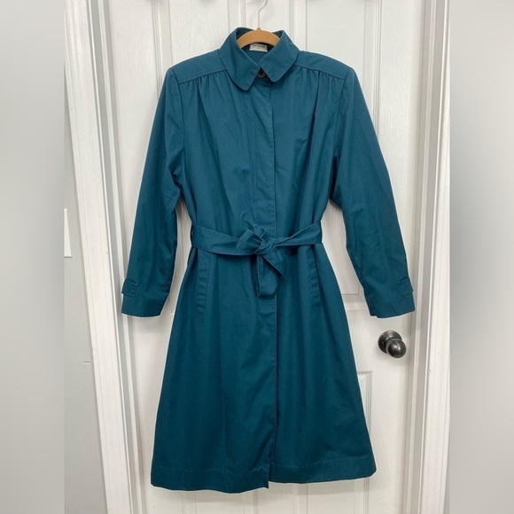 Vintage Belted Trench Coat Rain Shine Coat Wool Blend Liner Size 12 - Picture 12 of 13